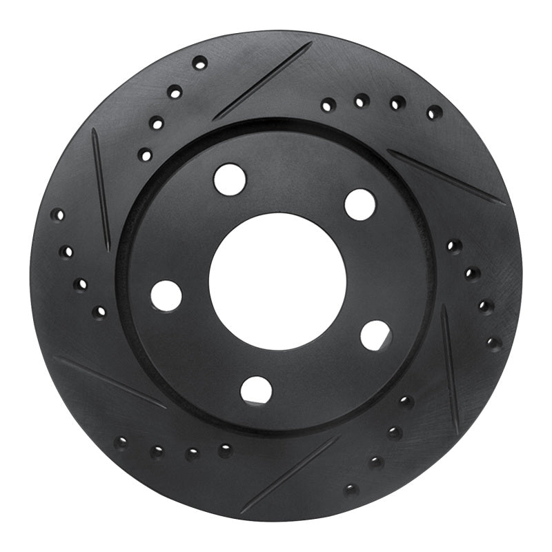 R1 Concepts 00-02 Audi S4 Rear Left Drilled & Slotted Black Brake Rotor
