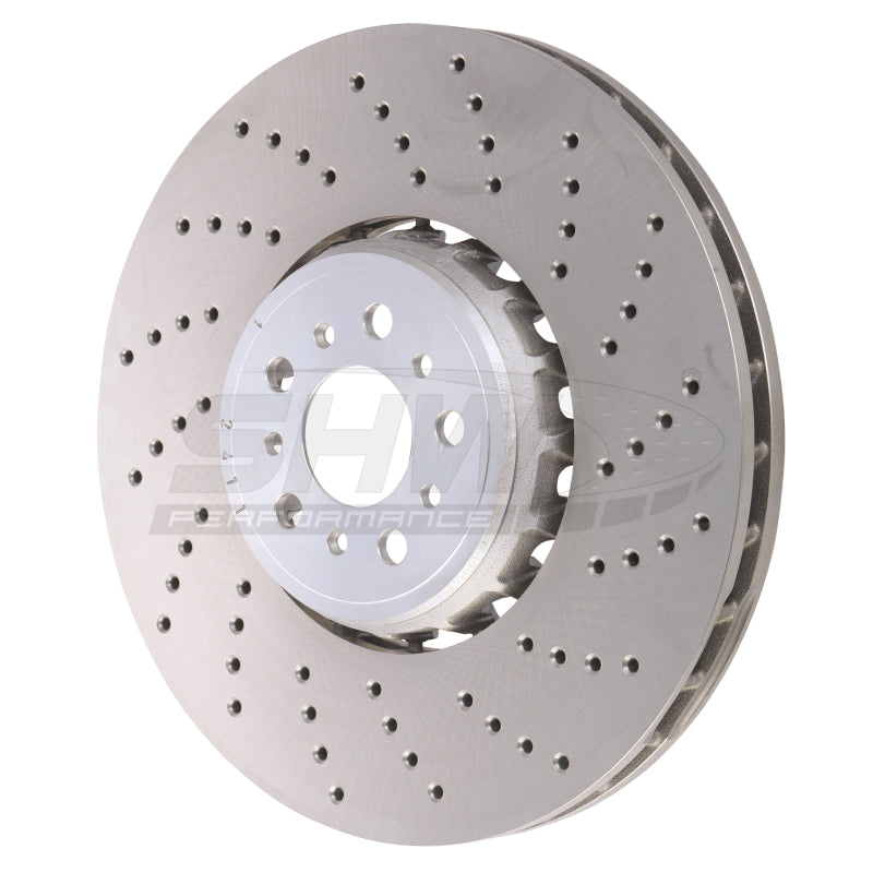 SHW Performance 2020+ BMW X3 M 3.0L Right Front Cross-Drilled Lightweight Brake Rotor (34118054826)