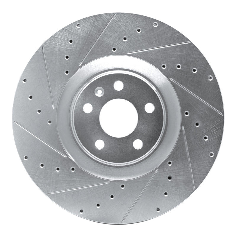 R1 Concepts 16-26 Volvo XC90 Front Left Drilled & Slotted Silver Brake Rotor