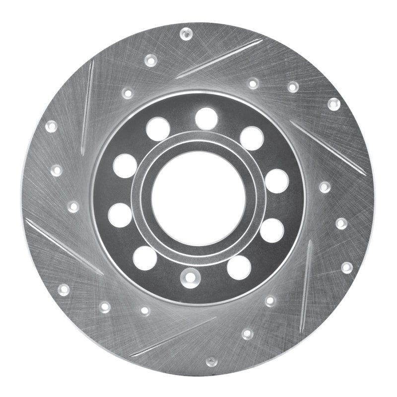 R1 Concepts 05-13 Audi A3 Rear Left Drilled & Slotted Silver Brake Rotor