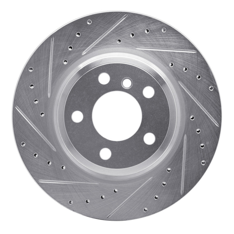 R1 Concepts 12-20 BMW 340I Rear Left Drilled & Slotted Silver Brake Rotor