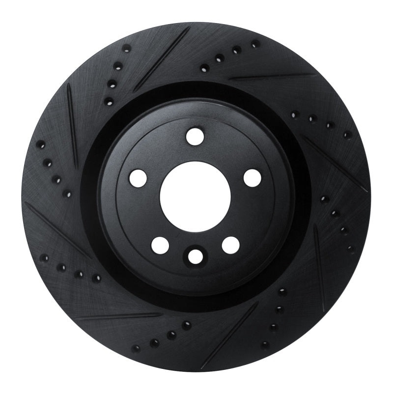 R1 Concepts 2017-2020 Jaguar I-Pace Rear Left Drilled & Slotted Black Brake Rotor