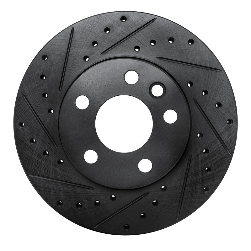 R1 Concepts 96-00 Volkswagen EuroVan Front Left Drilled & Slotted Black Brake Rotor