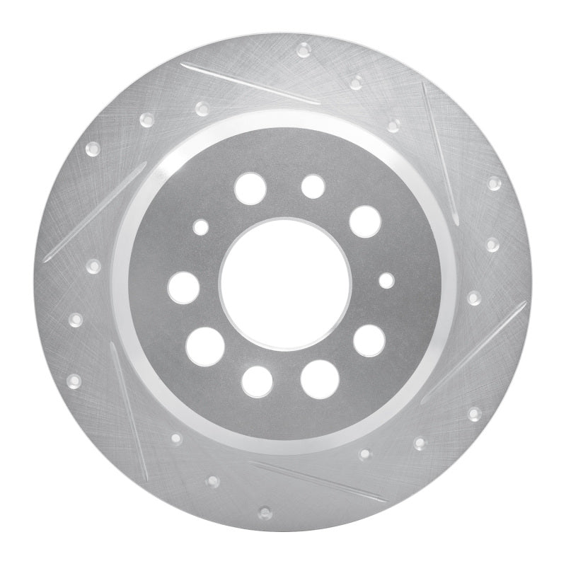 R1 Concepts 67-74 Volvo 164 Rear Right Drilled & Slotted Silver Brake Rotor