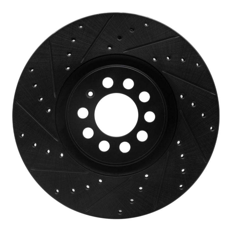 R1 Concepts 00-06 Audi TT Quattro Front Left Drilled & Slotted Black Brake Rotor