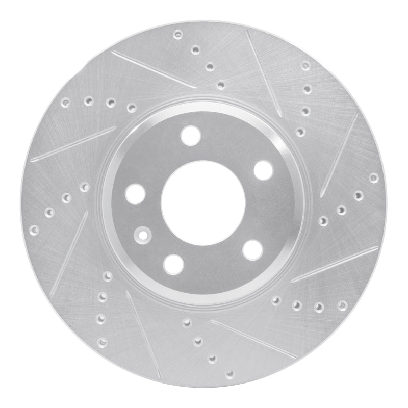 R1 Concepts 08-25 Audi A4 (USA/Canada) Front Right Drilled & Slotted Silver Brake Rotor