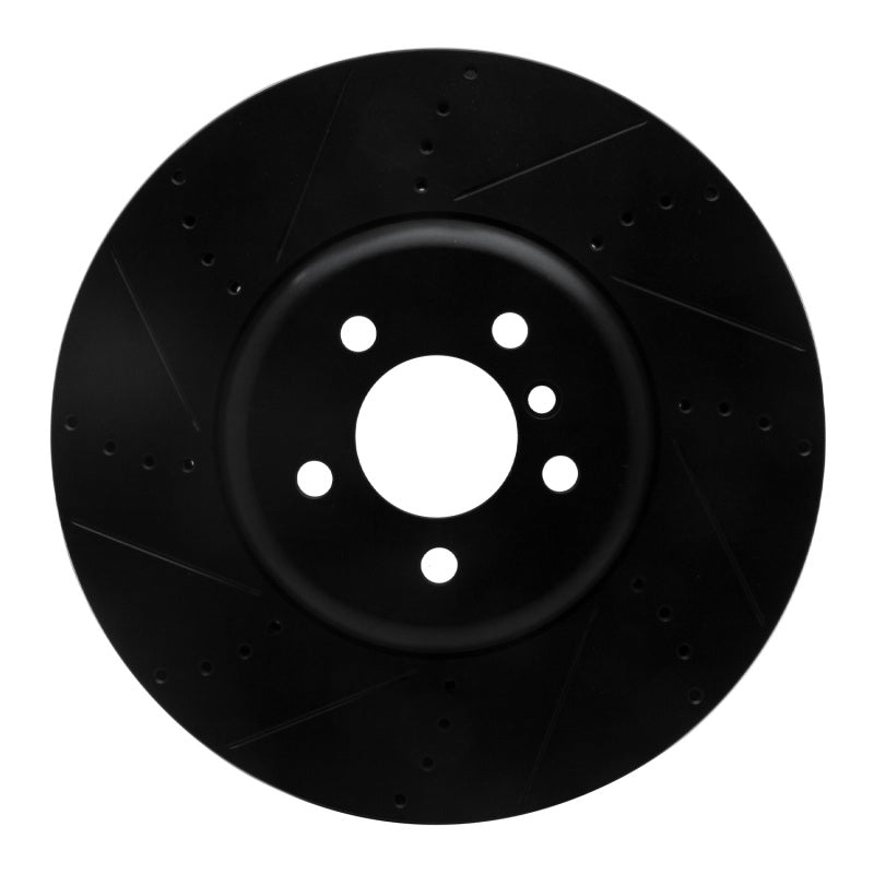R1 Concepts 2009-2017 BMW 550I GT xDrive Left Front Drilled & Slotted Black Brake Rotor