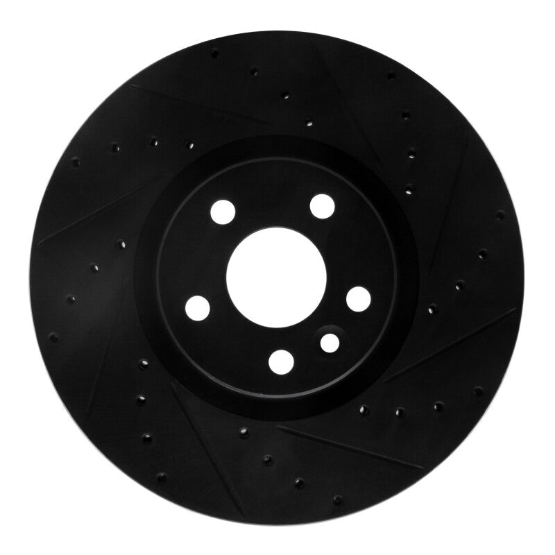 R1 Concepts 16-17 Volvo XC60 Front Right Drilled & Slotted Black Brake Rotor