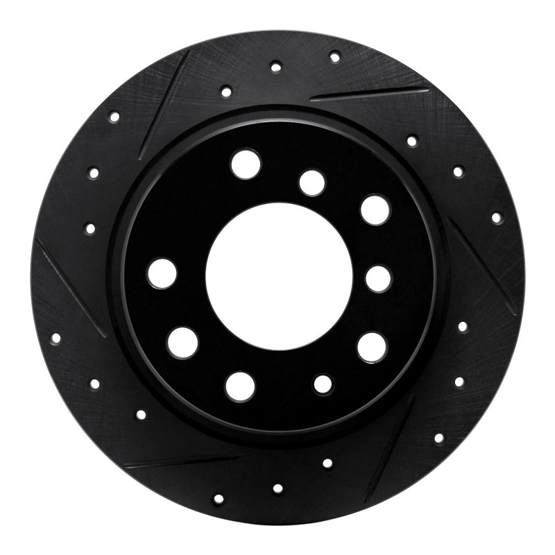 R1 Concepts 69-81 BMW 2500 Rear Left Drilled & Slotted Black Brake Rotor