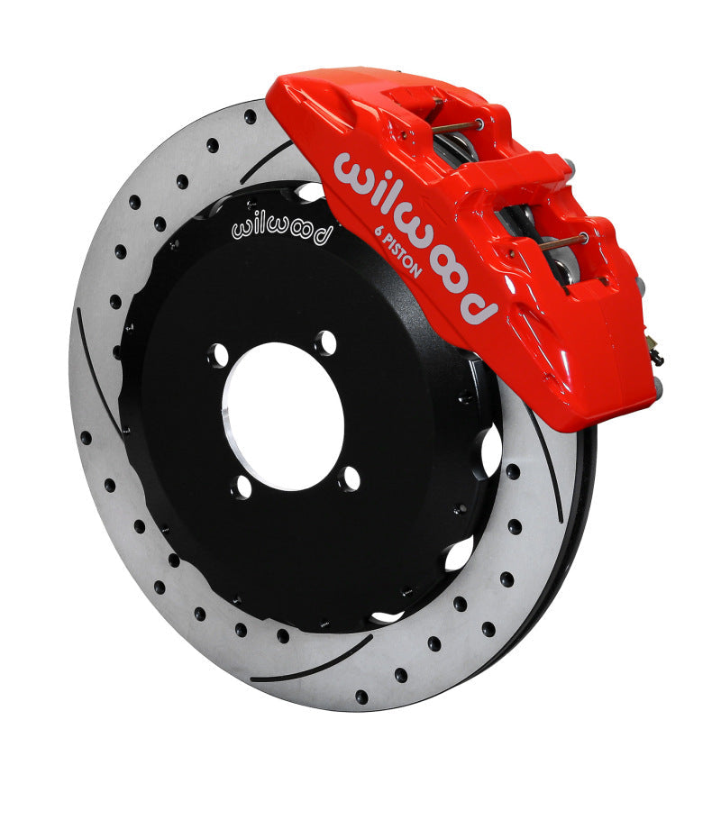 Wilwood Dynapro 6 Front Hat Kit 12.88in Drilled Red 2016-Up Mazda MX5 Miata w/ Lines