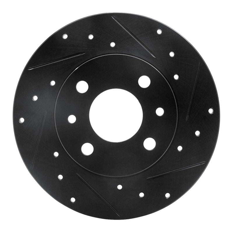 R1 Concepts 2009-2019 Fiat 500 (USA/Canada) Rear Right Drilled & Slotted Black Brake Rotor