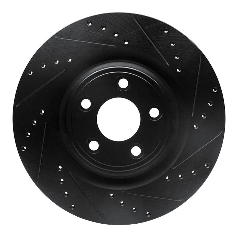 R1 Concepts 14-21 Jaguar F-Type Rear Right Drilled & Slotted Black Brake Rotor
