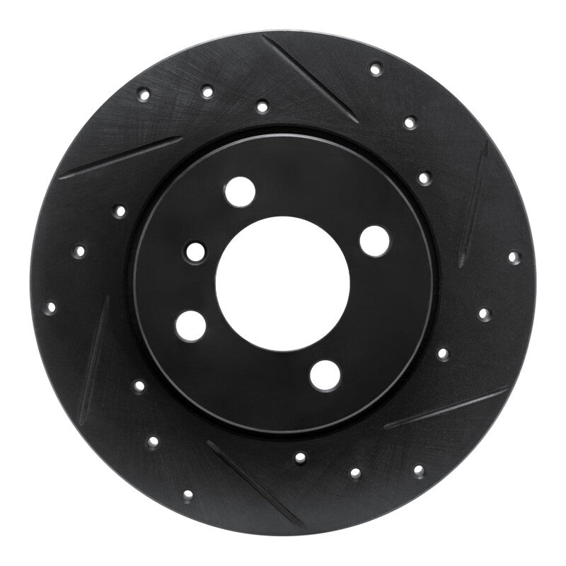 R1 Concepts 84-85 BMW 318I Front Right Drilled & Slotted Black Brake Rotor