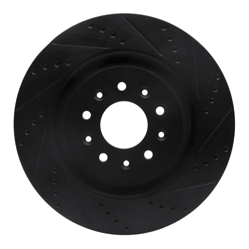 R1 Concepts 00-06 Jaguar XKR Front Right Drilled & Slotted Black Brake Rotor