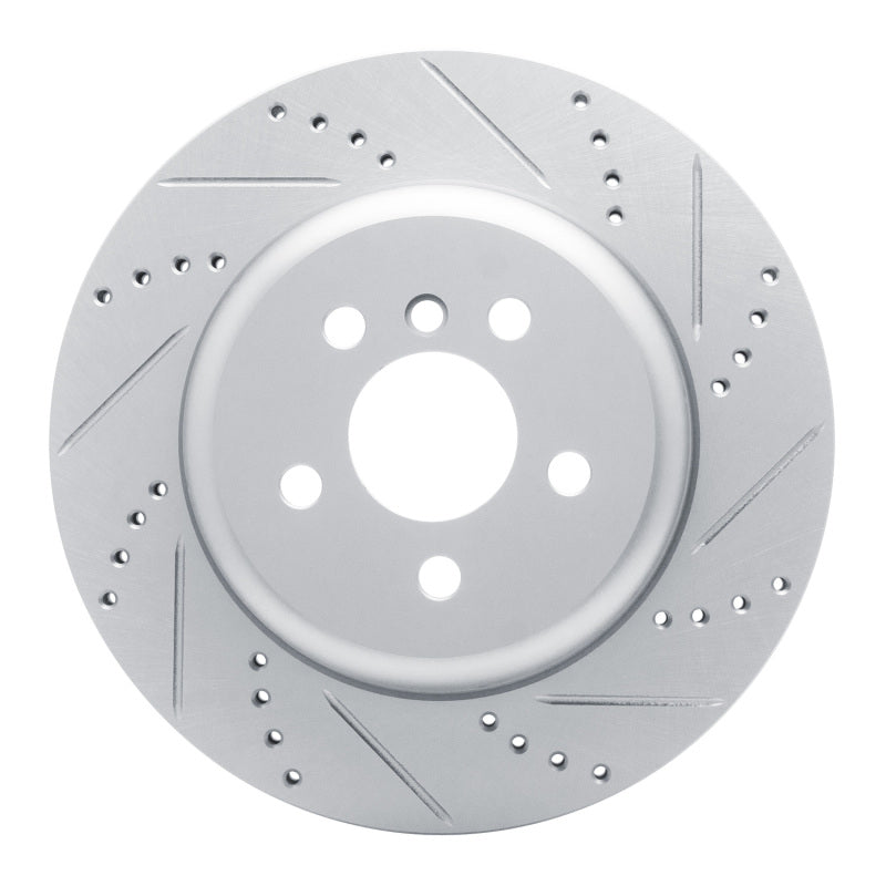 R1 Concepts 17-25 BMW 330I Left Rear Drilled & Slotted Silver Brake Rotor