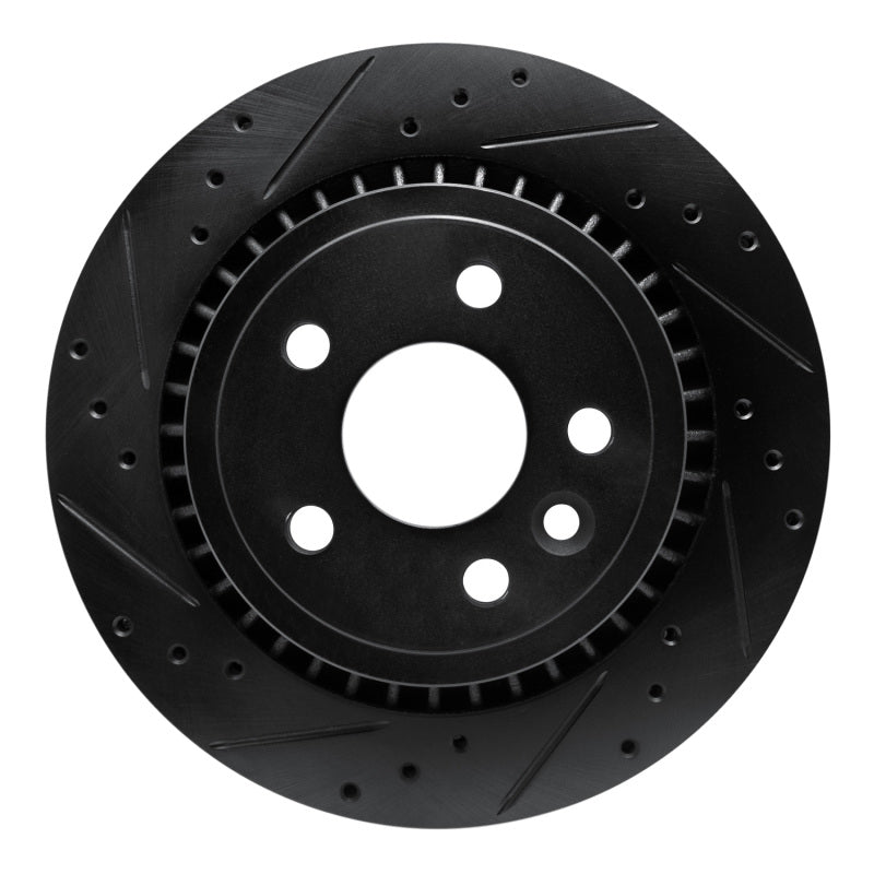 R1 Concepts 10-17 Volvo XC60 Rear Left Drilled & Slotted Black Brake Rotor