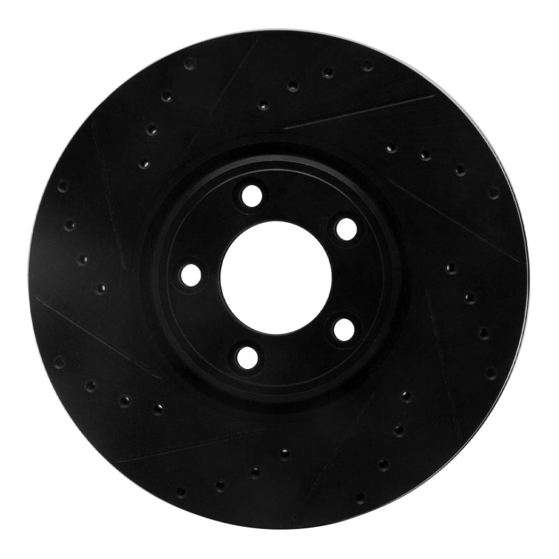 R1 Concepts 03-05 Jaguar S-Type Front Left Drilled & Slotted Black Brake Rotor