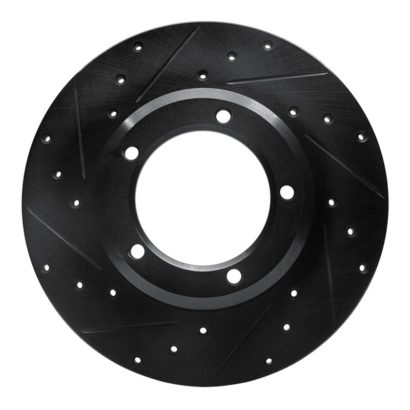 R1 Concepts 74-99 Land Rover Discovery Front Left Drilled & Slotted Black Brake Rotor
