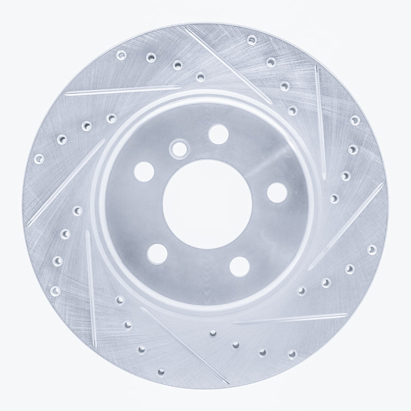 R1 Concepts 11-16 BMW 528I Front Right Drilled & Slotted Silver Brake Rotor