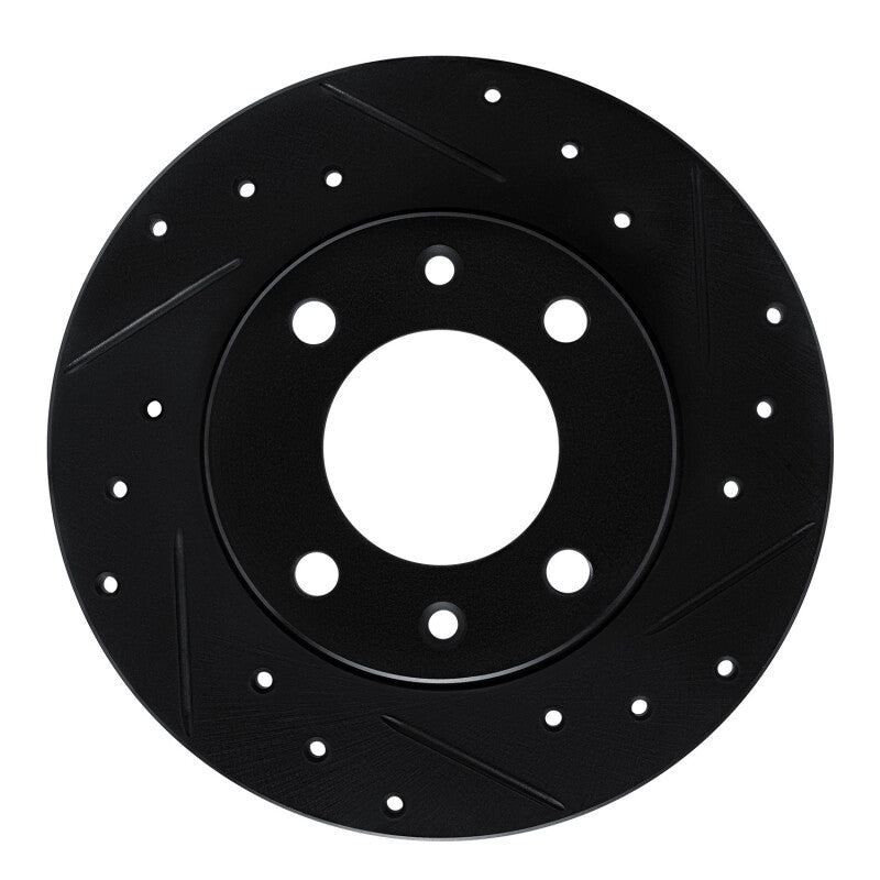 R1 Concepts 89-91 Peugeot 405 Rear Right Drilled & Slotted Black Brake Rotor