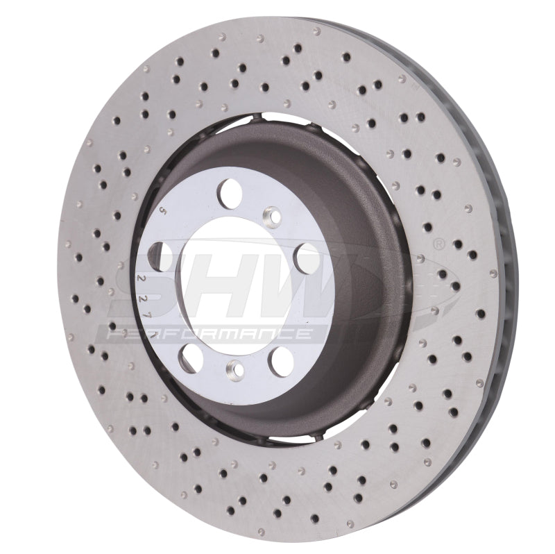 SHW Performance 18-19 Porsche 911 GT3 4.0L w/o Ceramics Left Rear Drill-Dimp LW Brake Rotor (99135240780)