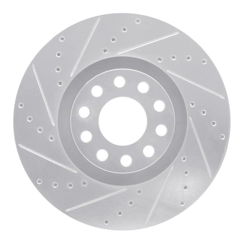 R1 Concepts 00-03 Audi A8 Front Left Drilled & Slotted Silver Brake Rotor