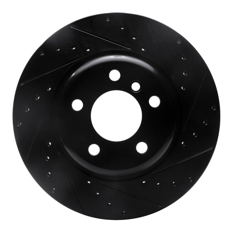 R1 Concepts 11-16 BMW 528I xDrive Front Right Drilled & Slotted Black Brake Rotor