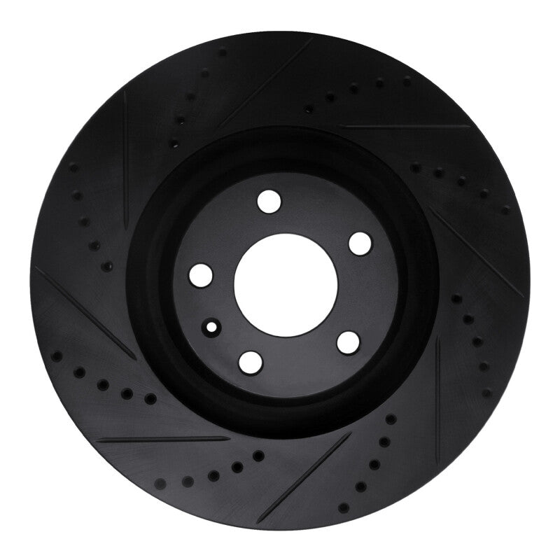 R1 Concepts 05-11 Audi A6 Quattro Front Left Drilled & Slotted Black Brake Rotor