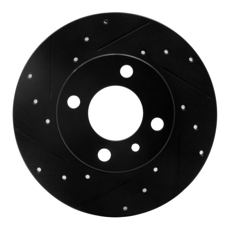 R1 Concepts 77-83 BMW 320I (USA/Canada) Front Left Drilled & Slotted Black Brake Rotor