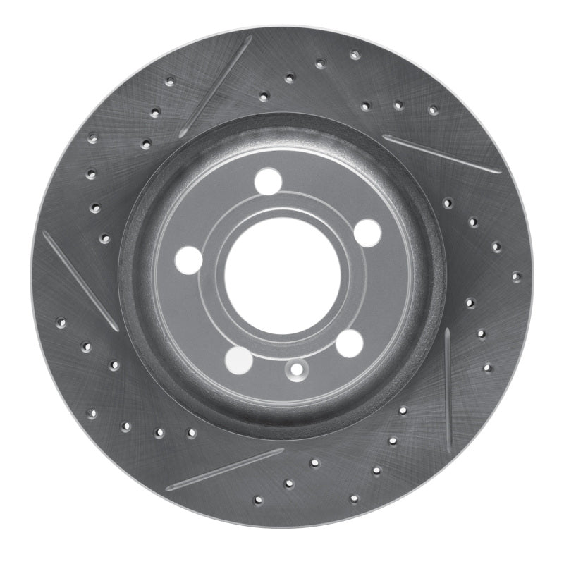 R1 Concepts 04-09 Audi S4 Rear Left Drilled & Slotted Geo-Carbon Rotor