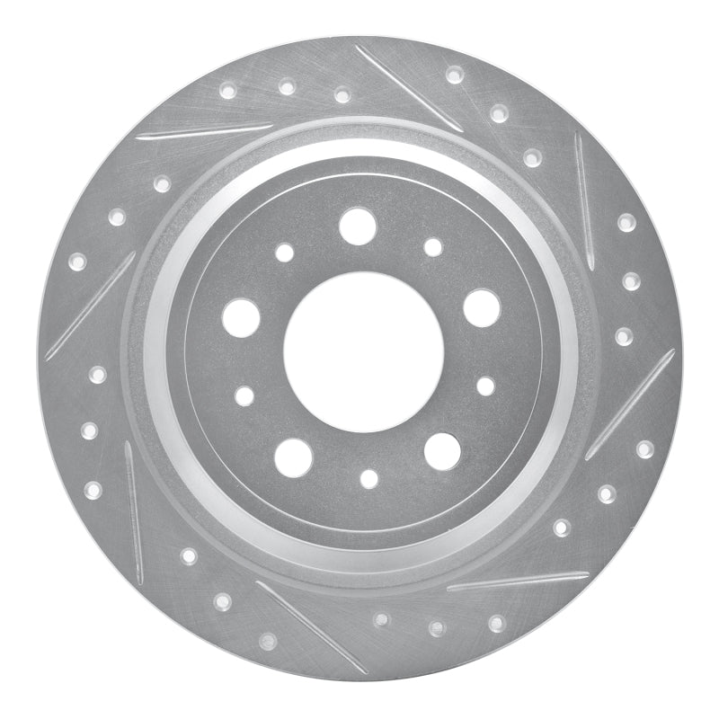R1 Concepts 98-00 Volvo V70 Rear Right Drilled & Slotted Silver Brake Rotor