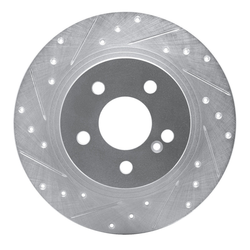 R1 Concepts 08-15 Mercedes-Benz C300 Sedan Rear Left Drilled & Slotted Silver Brake Rotor