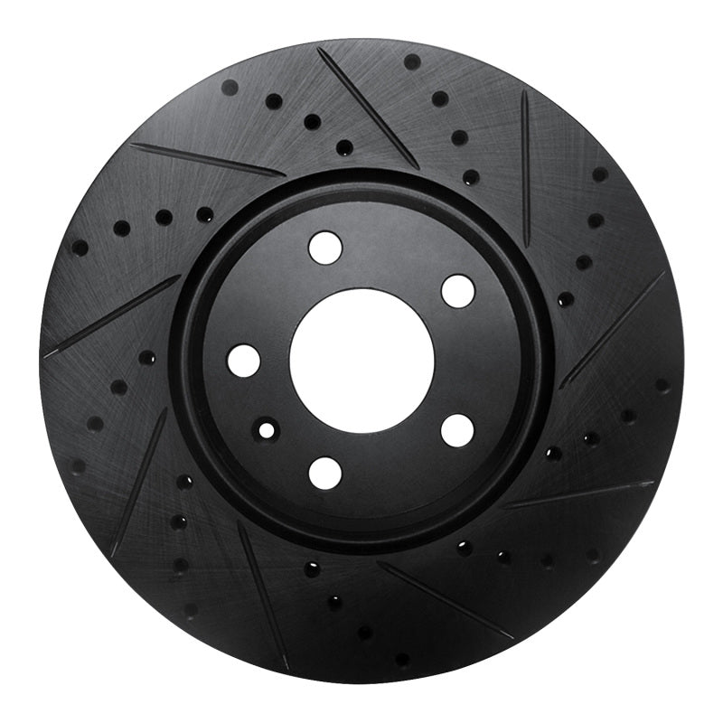 R1 Concepts 2011-2017 Audi A4 (USA/Canada) Front Right Drilled & Slotted Black Brake Rotor