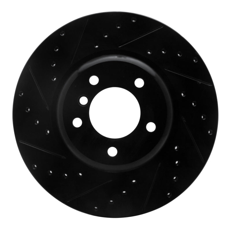 R1 Concepts 06-13 BMW 135I Front Left Drilled & Slotted Black Brake Rotor
