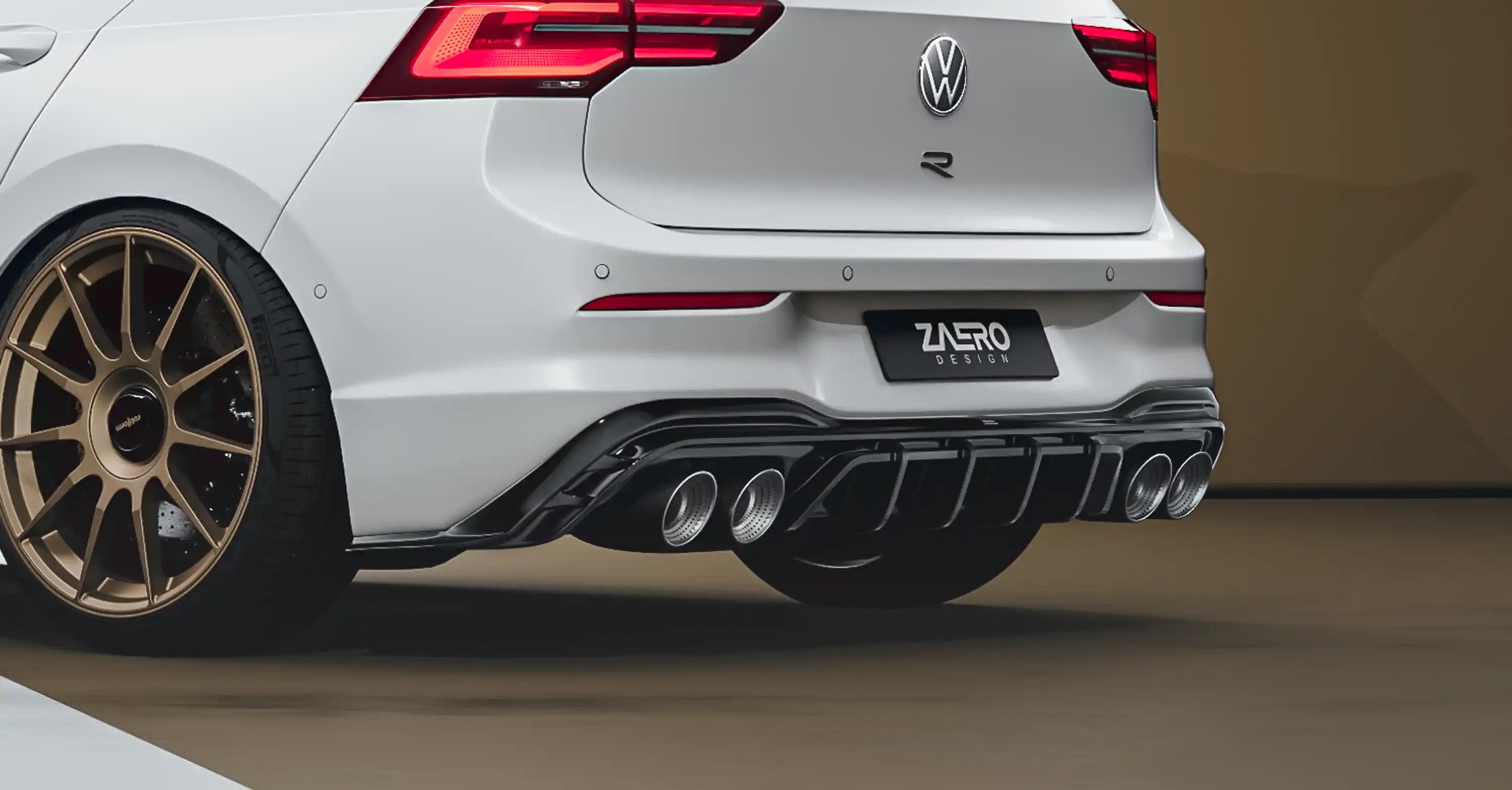 Zaero Design EVO-1 Gloss Black Rear Diffuser - VW MK8/MK8.5 Golf R