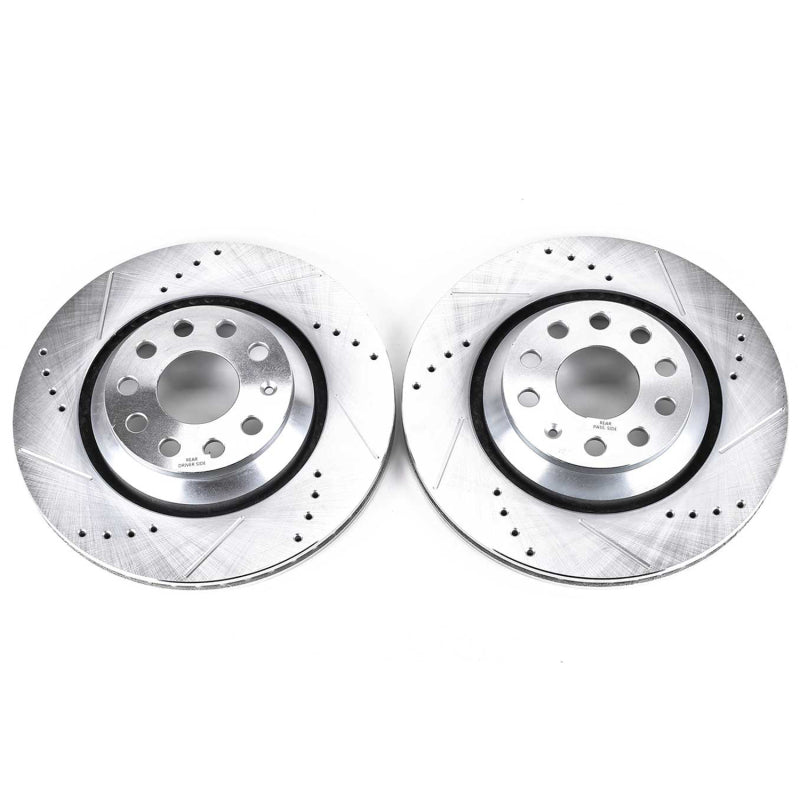 PowerStop 17-18 Audi RS3 Rear Evolution Drilled & Slotted Rotors - Pair