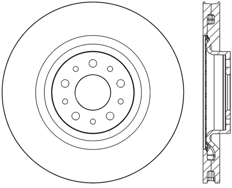 StopTech 2014-2015 Fiat 500L Front Right Slotted & Drilled Sport Brake Rotor