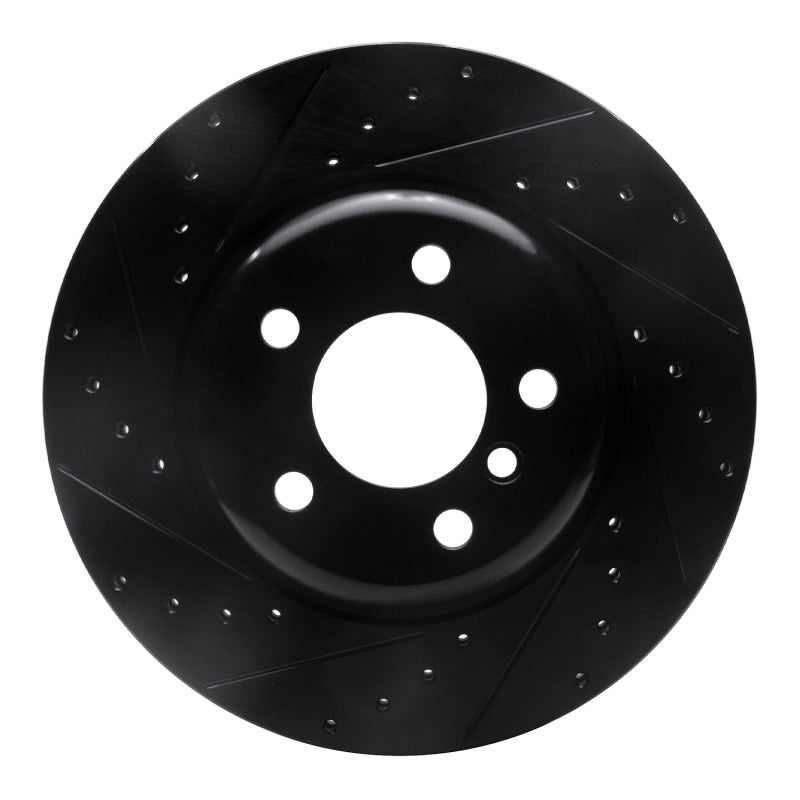 R1 Concepts 11-16 BMW 528I xDrive Front Left Drilled & Slotted Black Brake Rotor