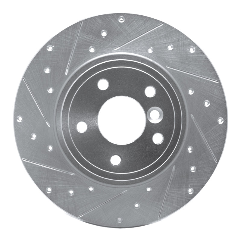 R1 Concepts 17-19 Jaguar XE Rear Left Drilled & Slotted Silver Brake Rotor