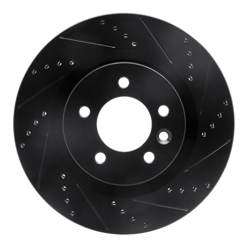 R1 Concepts 05-09 Land Rover LR3 Front Right Drilled & Slotted Black Brake Rotor