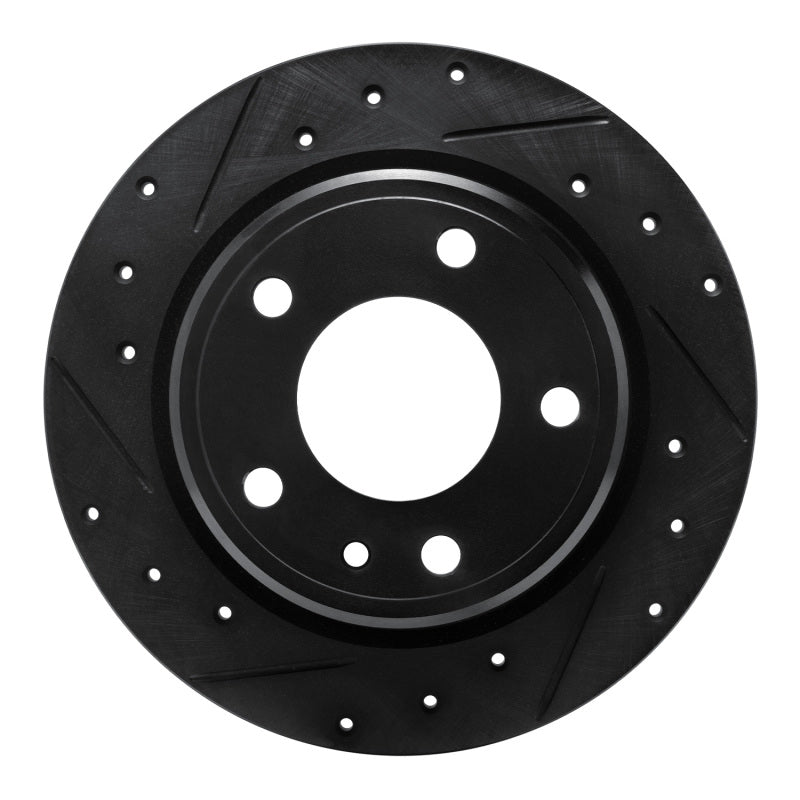R1 Concepts 88-91 BMW M3 Rear Left Drilled & Slotted Black Brake Rotor
