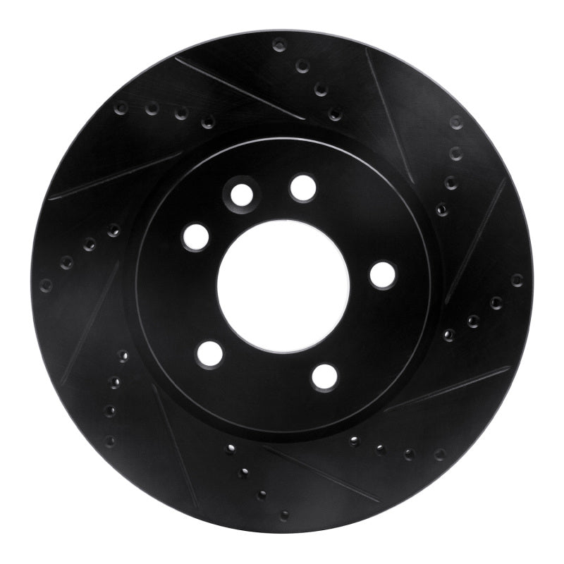 R1 Concepts 05-07 Land Rover LR3 Front Right Drilled & Slotted Black Brake Rotor