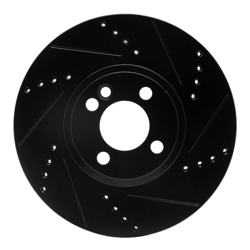 R1 Concepts 07-15 Mini Cooper (Excl Clubman) Front Right Drilled & Slotted Black Brake Rotor