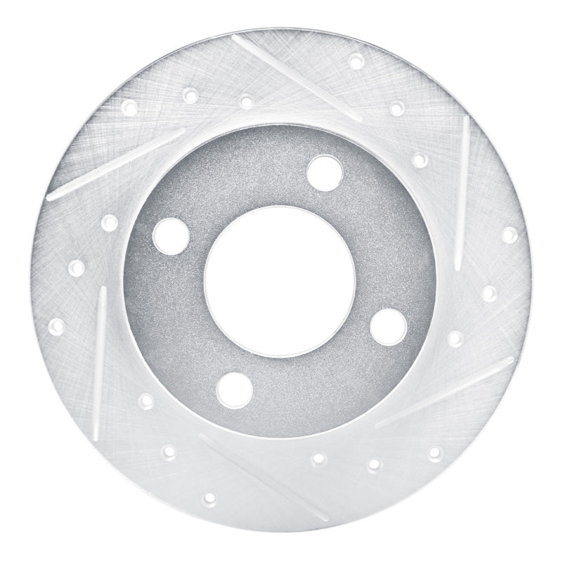 R1 Concepts 89-91 Audi 100 Quattro Rear Right Drilled & Slotted Silver Brake Rotor