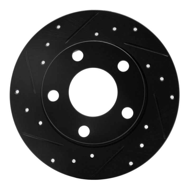 R1 Concepts 85-00 Audi 5000CS Turbo Quattro Rear Left Drilled & Slotted Black Brake Rotor