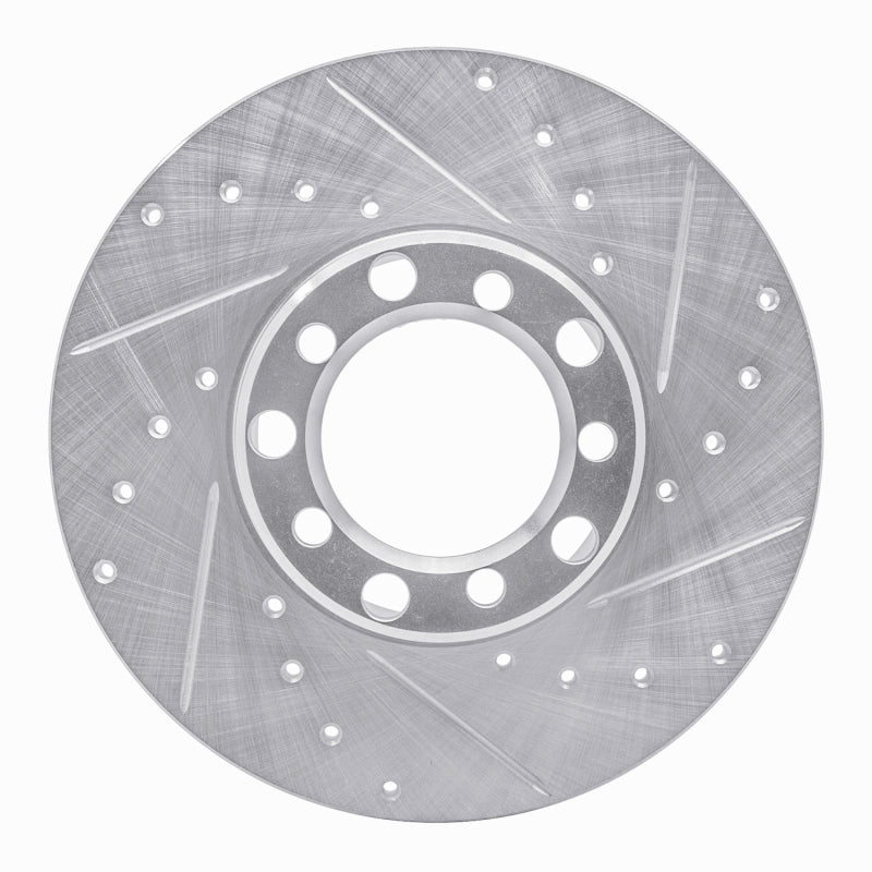 R1 Concepts 73-85 Mercedes-Benz 300D Front Right Drilled & Slotted Silver Brake Rotor