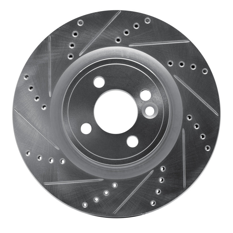R1 Concepts 09-14 Mini Cooper (Excl Clubman) Front Left Drilled & Slotted Silver Brake Rotor