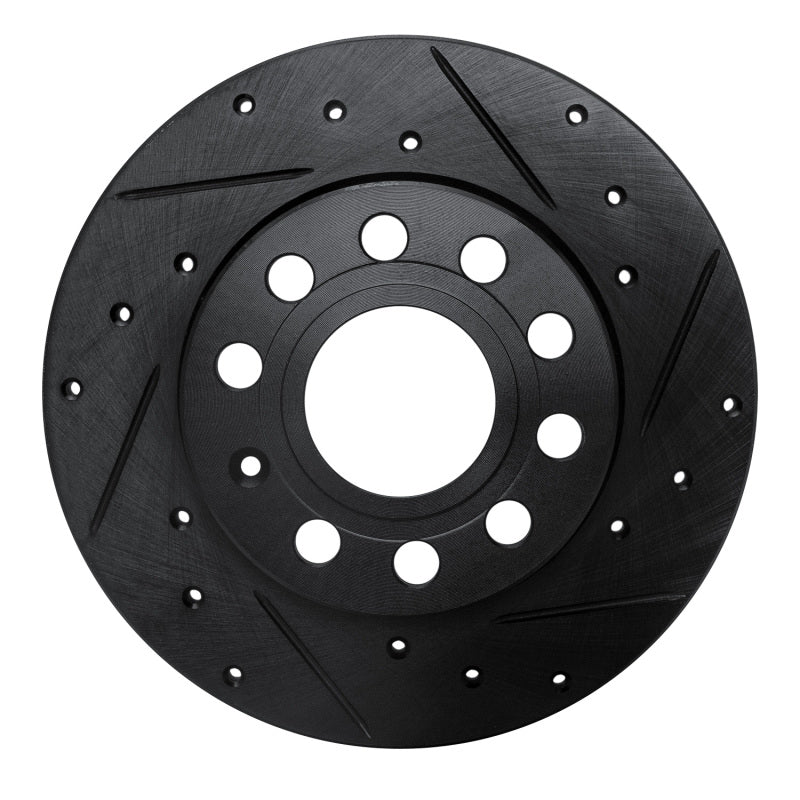 R1 Concepts 05-13 Audi A3 Rear Right Drilled & Slotted Black Brake Rotor