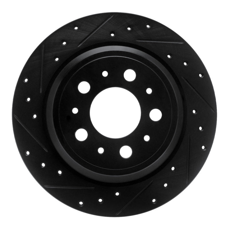 R1 Concepts 99-00 Volvo V70 Rear Left Drilled & Slotted Black Brake Rotor