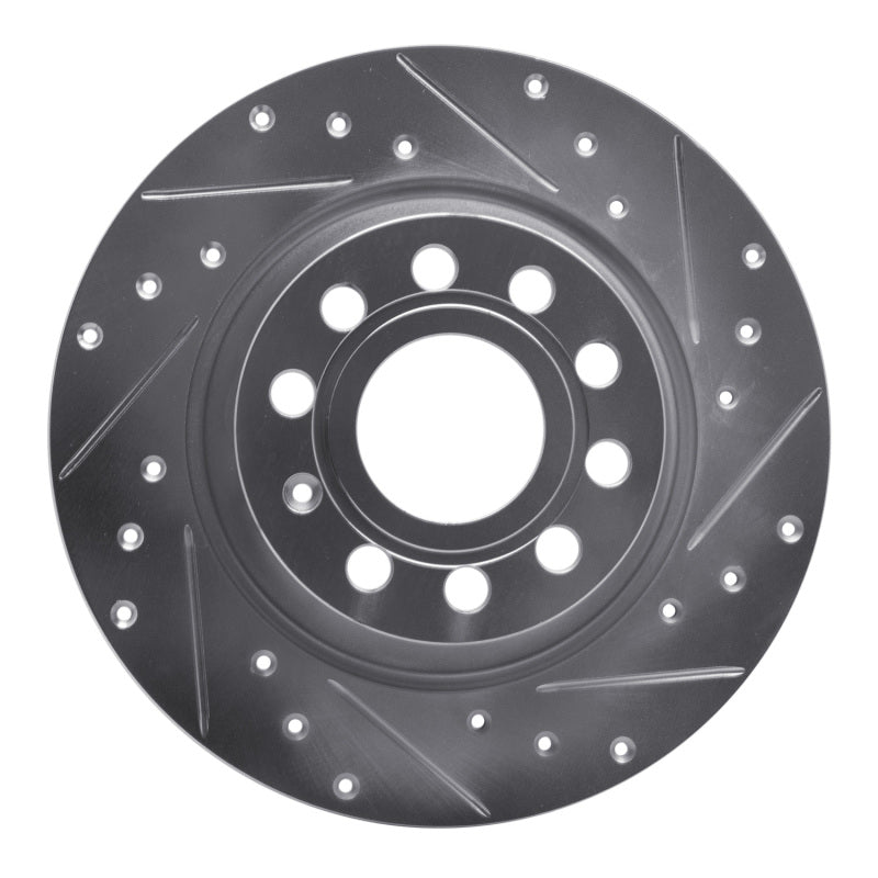 R1 Concepts 05-18 Audi Q3 Rear Right Drilled & Slotted Silver Brake Rotor